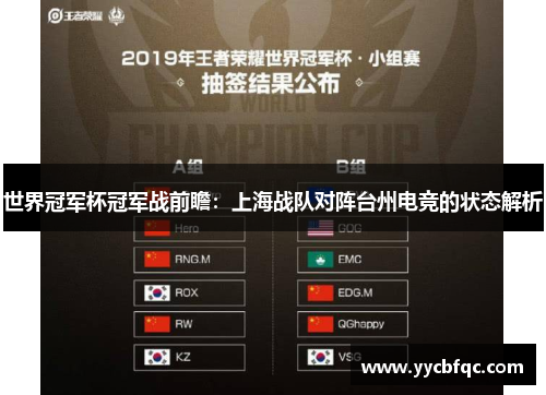 世界冠军杯冠军战前瞻：上海战队对阵台州电竞的状态解析